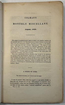 COLMAN'S MONTHLY MISCELLANY. VOL. I. AUGUST, 1839. NO. II.