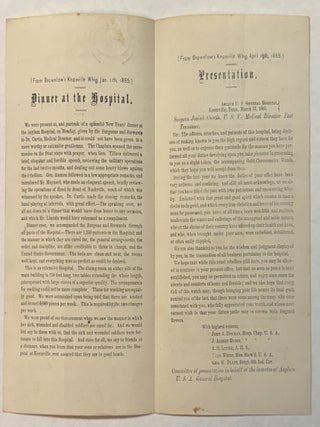 ACROSTIC HONORING CURTIS, MEDICAL DIRECTOR AND SURGEON IN EAST TENNESSEE, 19 LAUDATORY LINES, THE FIRST LETTERS OF EACH LINE FORMING AN ACROSTIC: "SURGEONJOSIAHCURTIS". THREE ADDITIONAL PAGES FROM BROWNLOW'S KNOXVILLE WHIG PRAISING DR. CURTIS.
